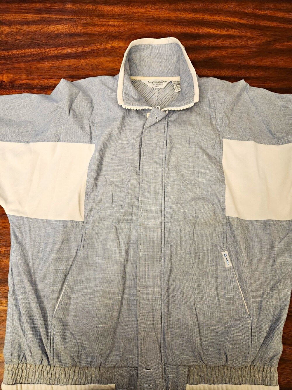 Christian Dior Monsieur XL Jacket Light Blue White Cotton Polyester Blend